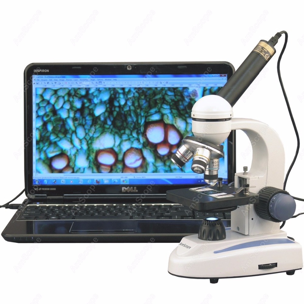 Amscope Microscope Compound 40X-1000X - AmScope Cordless Monocular Compound Microscope 40X-1000X